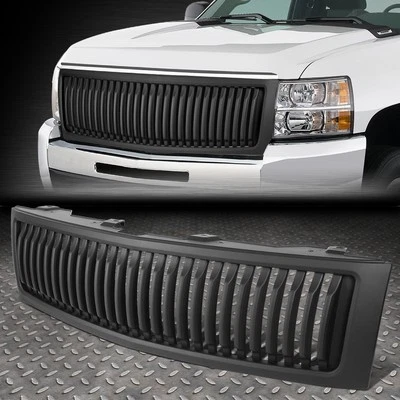 [Valla vertical] Para 07-13 Chevy Silverado 1500 parachoques delantero capó rejilla mate Foto 1 de 4