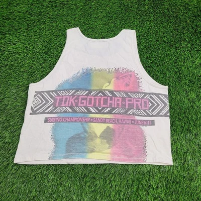 Vintage 1989 Gotcha Cropped Tank-Top XL 22x22 Hawaii Tok Gotcha Pro Surfing - Image 1 of 4