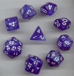 NUEVO Dados RPG Especiales 9 piezas - Azul Perla - Juego estándar más D24 y D30 - Imagen 1 de 3