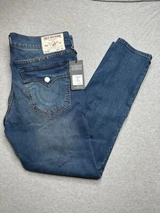 True Religion Jeans Men's Rocco SN Flap Relaxed Skinny Size 36x32  NWT Green - Picture 1 of 6
