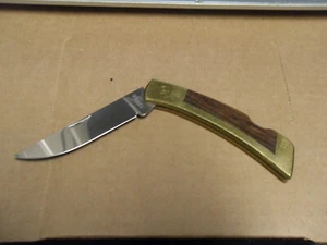 VTG GERBER MADE IN USA BRASS & WOOD LOCKBACK KNIFE WESTINGHOUSE EMPLOYEE GIFT - Picture 1 of 15
