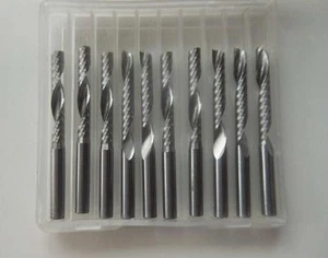 10 pezzi 3,175 mm 1/8" flauto singolo carburatore spirale estremità fresa CNC punta 25 mm CEL - Foto 1 di 3