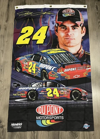 Nascar Jeff Gordon # 24 3' X 5' Flag w/ Rings Hendrick Racing Sam Bass Cover