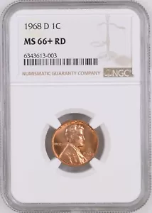 1968-D 1C RD Lincoln Memorial One Cent NGC MS66+RD 6343613-003 - Picture 1 of 2