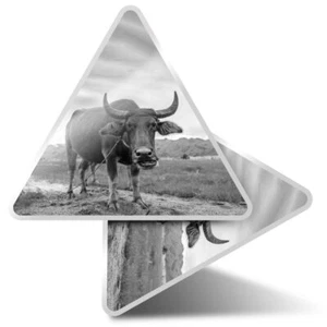 2 x Triangle Stickers  10cm - BW - Carabao Buffalo Philippines  #38977 - Afbeelding 1 van 9