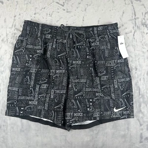 Nike Just Do It Mens Sizes All Over Print Swim Trunks Shorts Black Gray - Picture 1 of 3