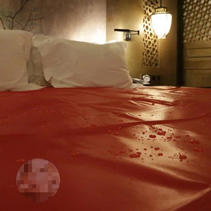 Red/Black PVC Wetlook Waterproof Sheets Bedsheet Aid Pillow Oil-proof