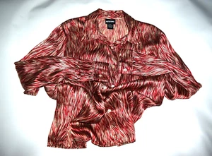 Notations Damen 100% Seide Bluse Langarm Button Down Karriere Geometrisch Größe M - Bild 1 von 4