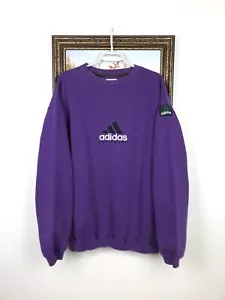 Vintage 90's Adidas Equipment Purple Sweatshirt Big Logo Crewneck Rare Hype Sz L - Picture 1 of 11