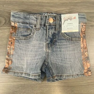 Cat & Jack Kids Girl's Size XS 4-5 Denim Shorts Adjustable Waist New With Tags - Picture 1 of 7