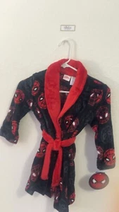 Marvel Spiderman Robe One Piece Pajama Miles Morales Boy Bathrobe Size 5 - Picture 1 of 2