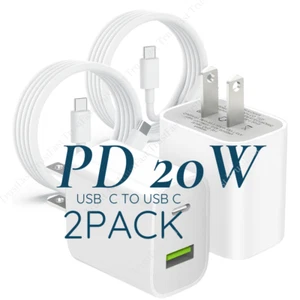 2Pack Type C Fast Charger USB C To USB C Cord Block For iPhone 16 15 Samsung Lot - Picture 1 of 16