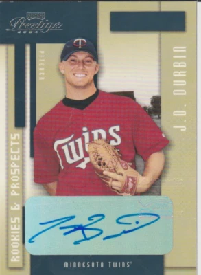 Tarjeta autografiada de novato JD Durbin 2004 Donruss Playoff Prestige 105 Foto 1 de 2
