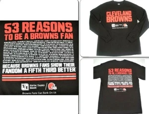 Cleveland Browns T Shirt Mens M L/S 53 Reasons to be Browns Fan Fifth Third Bank - Picture 1 of 8