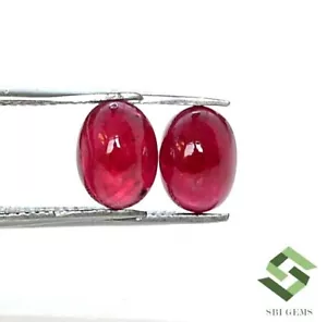 Coppia cabochon ovale rubino naturale certificato 7x5 mm 2,79 CTS pietre preziose sfuse - Foto 1 di 7