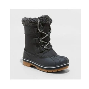 Kid's Kit Lace-Up Winter Boots Black - Cat & Jack Size 13 (B-418) - Picture 1 of 1