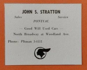 1953 John S. Stratton Pontiac Sales & Service Advertisement Pitman, New Jersey - Picture 1 of 1