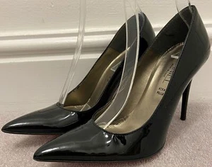 DANIEL Black Leather Patent Pointed Toe High Stiletto Pumps Court Shoes NEW! UK5 - Picture 1 of 7