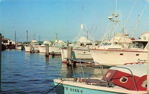 Barche da pesca, villaggio di pescatori Galilea, Narragansett Rhode Island PC vintage - Foto 1 di 2