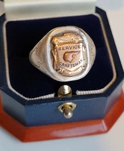 RARO Anillo Pontiac Servicio Artesano Plata Esterlina Oro 10 K Jefe de Coche Mecánico - Imagen 1 de 7