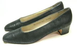 Salvatore Ferragamo low Heels Black Leather 9.5AAA Narrow Italy Classics Women's - Picture 1 of 11