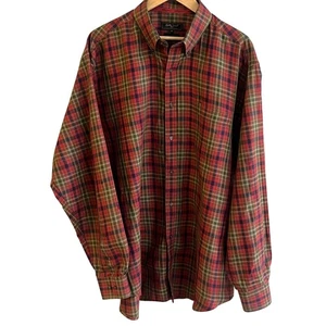 Bobby Jones Men's 100% Cotton Red Green Plaid Long Sleeve Italian Shirt XXL - Picture 1 of 5