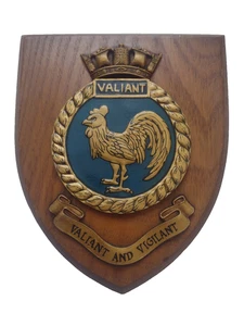 Original HMS Valiant British Royal Navy Submarine Wall Plaque 17.5cm Vintage - Picture 1 of 9