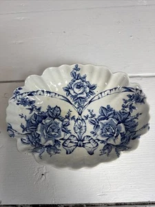Blue Floral Fenton England Garland Sweet Dish Relish Dish - Picture 1 of 8