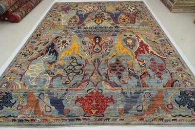 10x14 ft Blue Bidjar Afghan Hand Knotted Wool Transitional Oriental Rug - Image 1 of 4