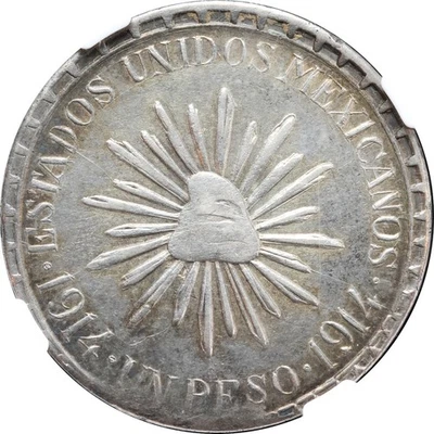 Mexico Revolution 1 Peso Durango 1914 Muera Huerta, NGC XF45. KM# 621 - Image 1 of 4