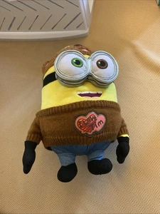 Universal Studios Despicable Me Minion Bob I Love Tim Sweater Plush - Picture 1 of 5