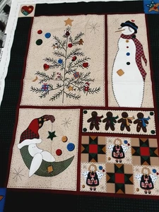 Cranston Homespun Holidays FABRIC PANEL Christmas Wall Hanging Ornaments 22x30 - Picture 1 of 12