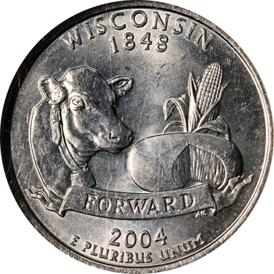 2004-D Wisconsin Statehood Quarter Extra Leaf Low NGC MS66 Superb Eye Appeal - Image 1 of 4