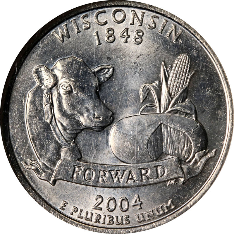 2004-D Wisconsin Statehood Quarter Extra Leaf Low NGC MS66 Superb Eye Appeal - Image 1 of 4