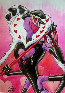 Hazbin Hotel 2019 Alex Hipolito SIGNED Hand Painted Convention Pinup - VALENTINO - Picture 1 of 2