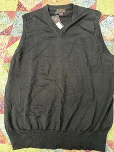 Toscano Unisex 100% Merino Wool Sweater Vest Medium made in Italy Black NEW - Picture 1 of 6
