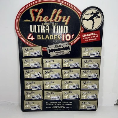 Vintage Shelby Ultra Thin Blades Double Edge Razor 20 Box Store Display - Image 1 of 4