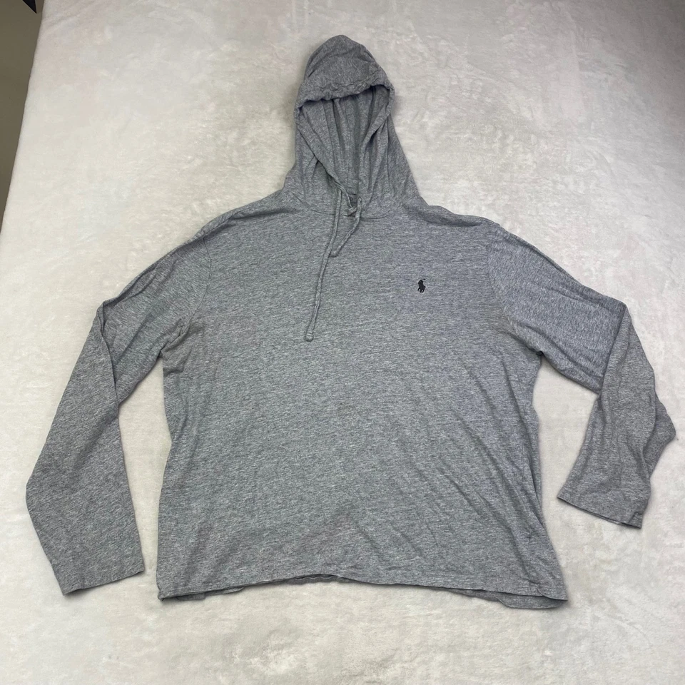 Polo Ralph Lauren Hombre Gris Manga Larga Algodón Jersey Pullover con Capucha Foto 1 de 4
