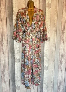 Vintage Floral Dressing Gown Robe With Pockets Rose Print - Picture 1 of 9