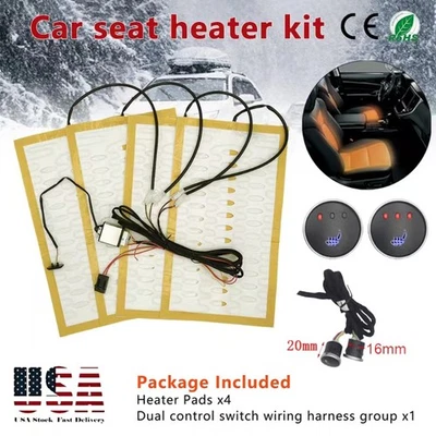 2Seats Car Seat Heater Kit Alloy Wire Heating Pads 3Level Round Switch Universal Foto 1 de 4