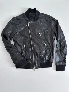 DSQUARED2 Giacca Pelle Uomo Nero Bomber Biker Equitazione Moto Taglia 52 XL - Foto 1 di 17