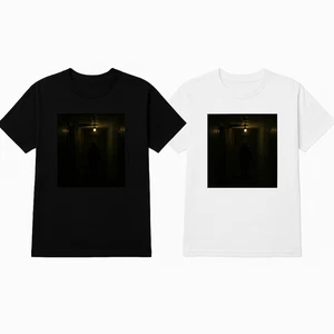 Hooded Figure in Dark Hallway Horror T-Shirt – Black & White Tees - Picture 1 of 2