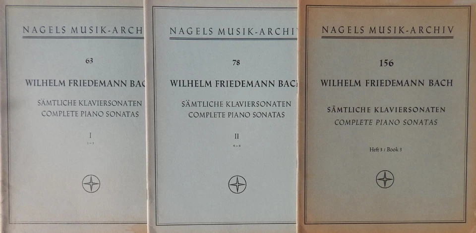 Piano scores : Wilhelm Friedemann Bach. Complete Sonatas, 3 vols. Nagels - Image 1 of 1