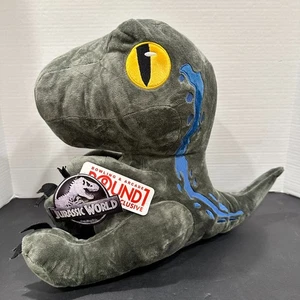 Peluche Jurassic World Velociraptor blu 14” tondo 1 esclusiva bambola Raptor - Foto 1 di 10