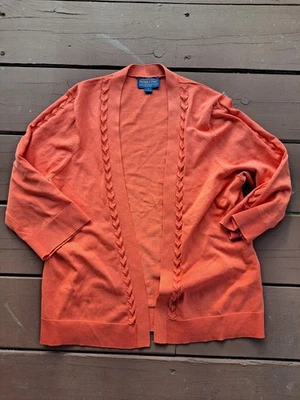 Suéter Pendleton Mujer Pequeño Naranja Mezcla Seda Cárdigan Abierto Manga 3/4 Foto 1 de 4