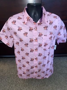 NWT Disney Parks 2020 Bing Bong Inside Out Pink Button UpCamp Shirt Size Small - Picture 1 of 6