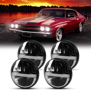 Fit for Chevy Biscayne 1958-1972 4PCS 5-3/4" 5.75" Halo LED Headlights DRL Bulbs - Foto 1 di 11
