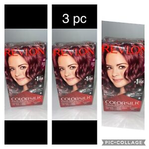 3 Revlon Colorsilk 48 Burgundy Permanent Hair Dye, NEW IN BOX & SEALED