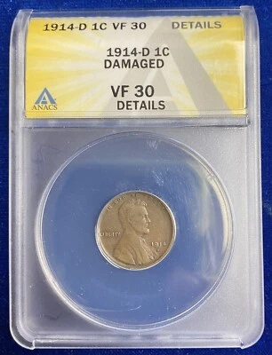 1914-D Lincoln Cent ANACS VF30 Details - Image 1 of 4