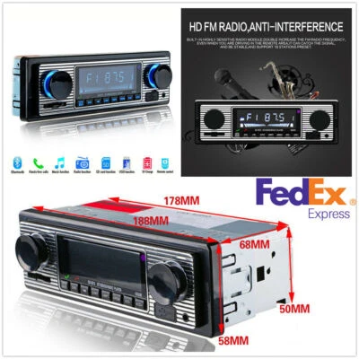 Bluetooth 4-CH 12V Car In-dash MP3 Stereo Radio Player FM/USB/SD/AUX with Remote - Image 1 of 4